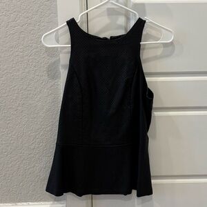 Express Black Textured Sleeveless Peplum Blouse